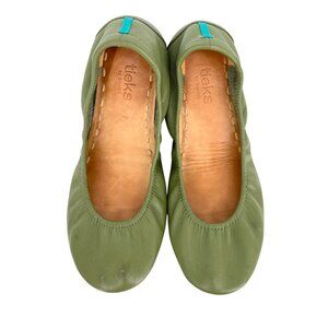 Tieks By Gavrieli Olive Green Leather Ballet Flats Size 7 Foldable Comfort Shoes